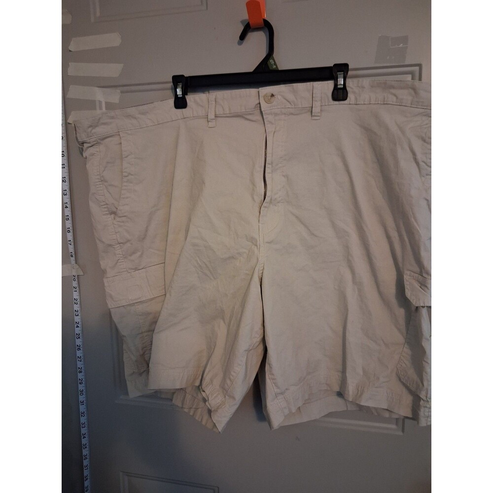 Chaps Cargo Shorts Mens 52x10 Beige Khaki Stretch Big Tall Outdoor Cargo